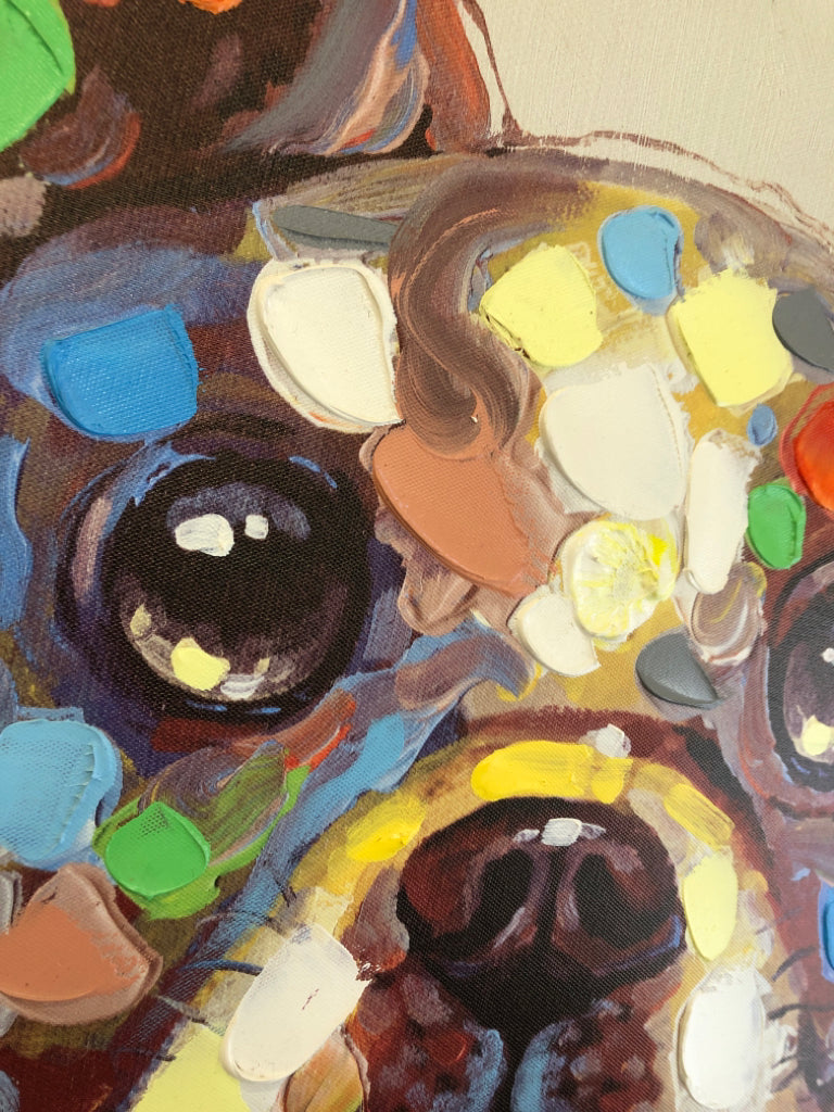 TEXTURED ACRYLIC FRENCH BULLDOG ON CANVAS.