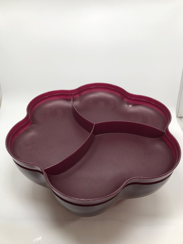 MERLOT SPARKLE TUPPERWARE CHIP'N DIP BOWL.