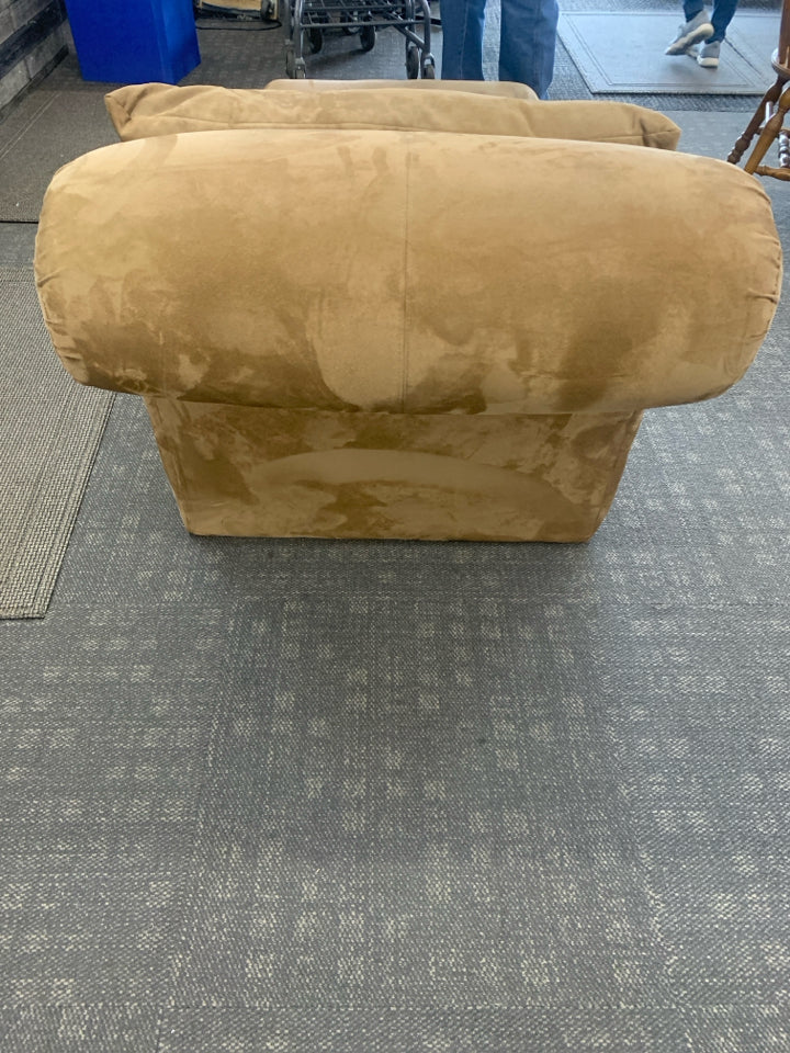 SOFT LEATHER SUEDE BROWN CHAISE WITH PILLOW.