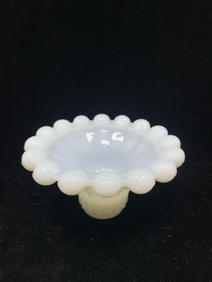 VTG BUBBLE MILK GLASS CANDLESTICK HOLDER.