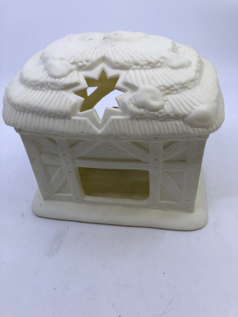 PORCELAIN NATIVITY TEA LIGHT HOLDER.
