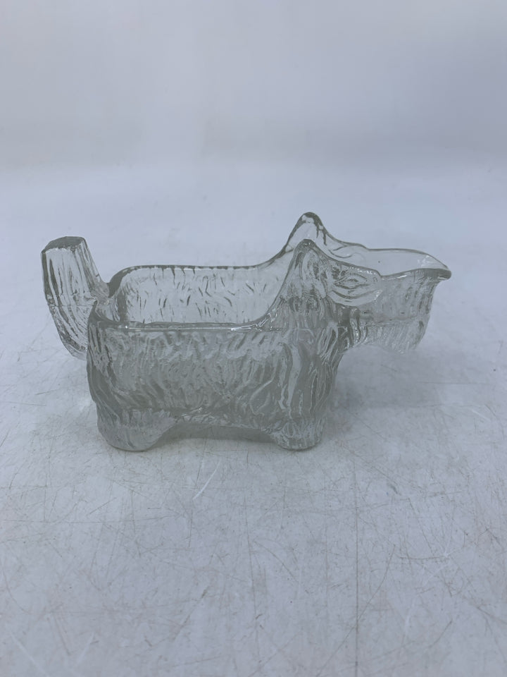 GLASS SCOTTIE DOG TRINKET DISH.