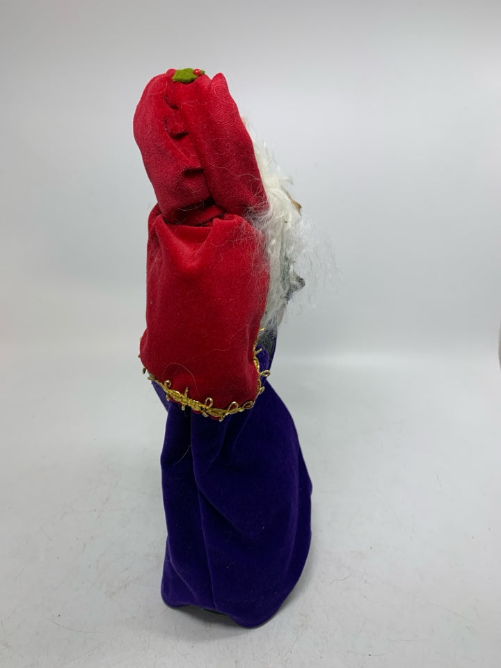 BYER'S CHOICE SANTA W/ PURPLE CLOAK HOLIDAY PLANTER CAROLER 2006.