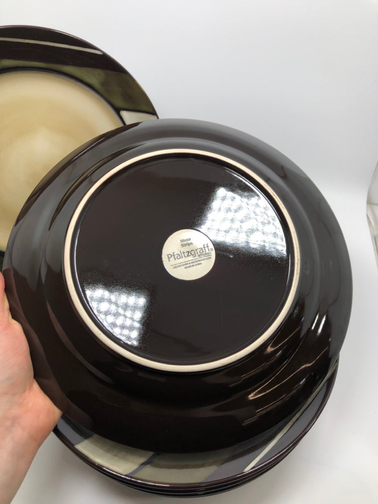 8 MESE STRIPE PFALTZGRAFF DINNER PLATES.