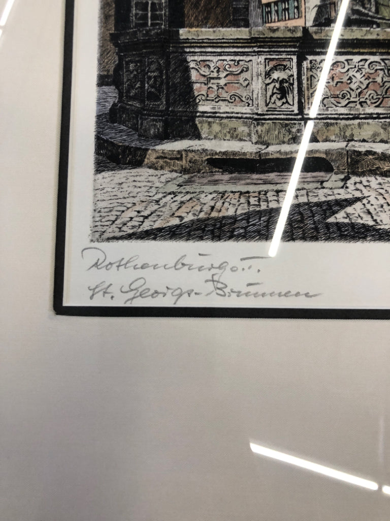 ROTHERBURG ST GEORGE BROWN WOOD FRAME WALL HANGING- SIGNED.