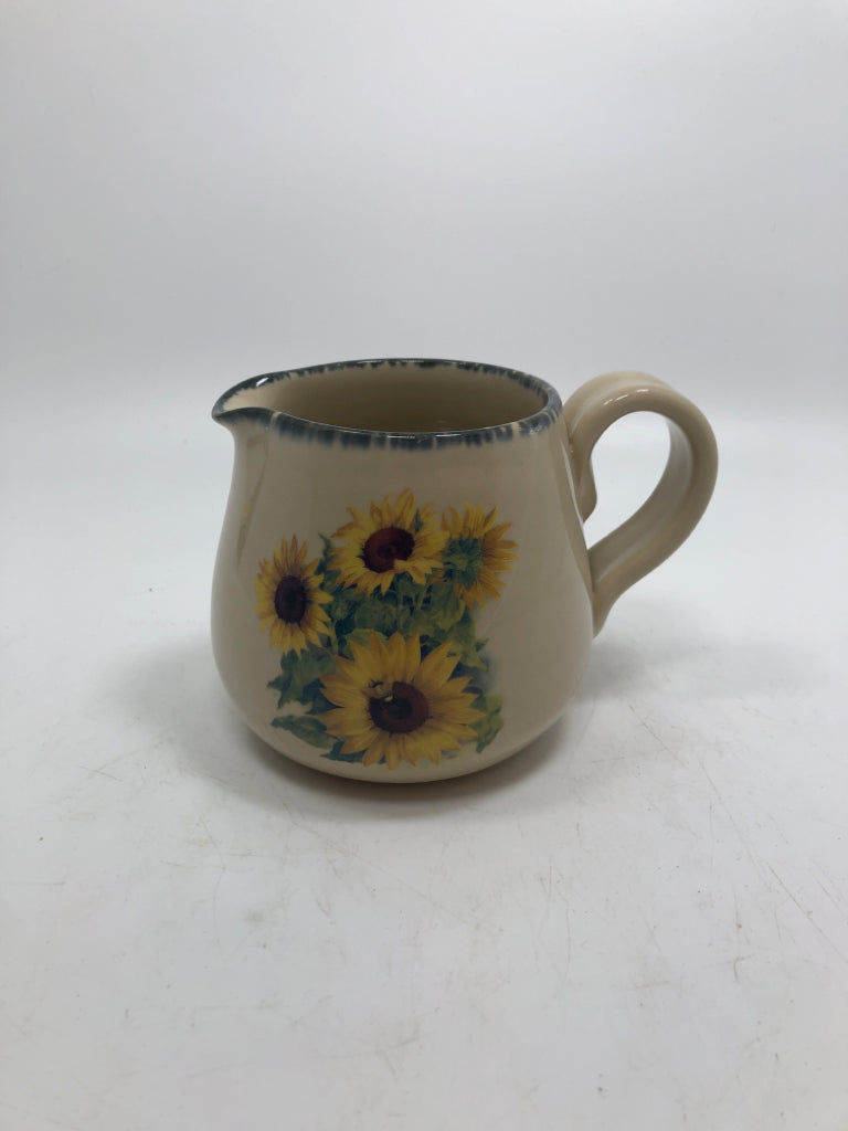 GARDEN PARTY STONEWARE SUNFLOWER CREAMER.