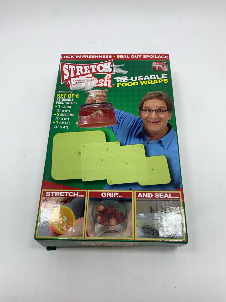 NIP STRETCH AND FRESH REUSABLE FOOD WRAPS.