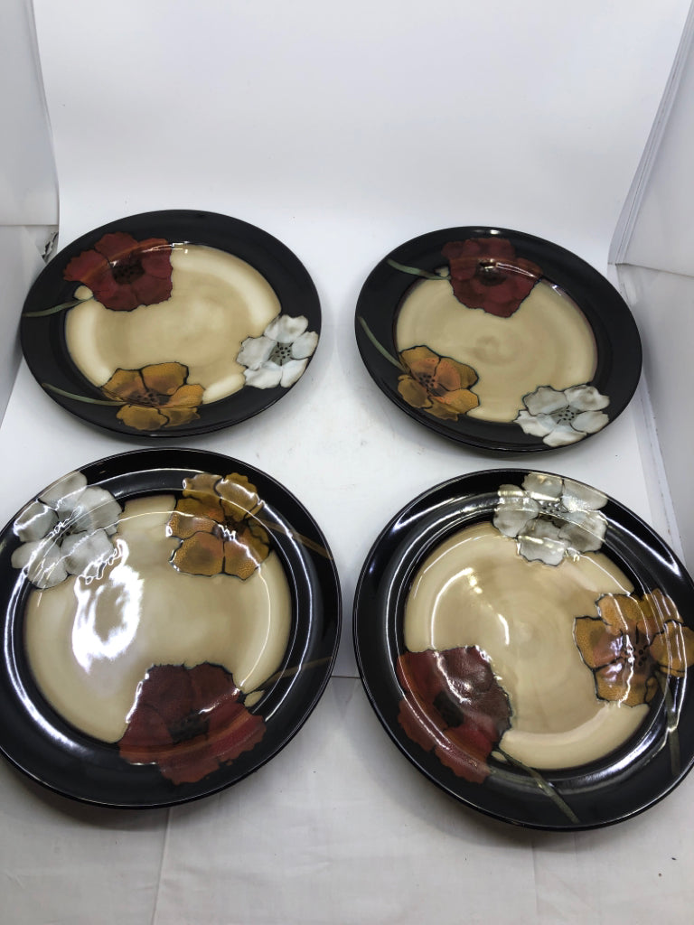 16 PC SCV 4 PAINTED POPPIES PATTERN.
