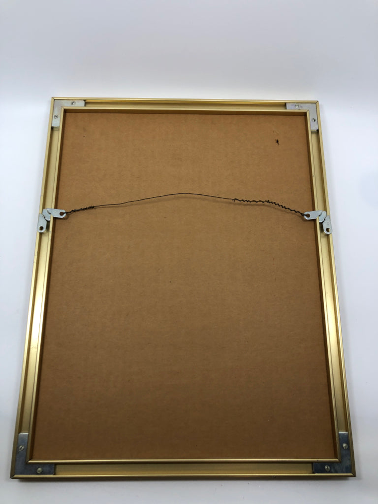 NEW YORKER PARK PRINT IN GOLD FRAME.