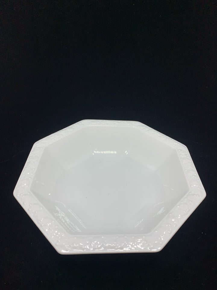 ROSENTHAL OCTAGONAL WHITE ROSE EMBOSSED BOWL.