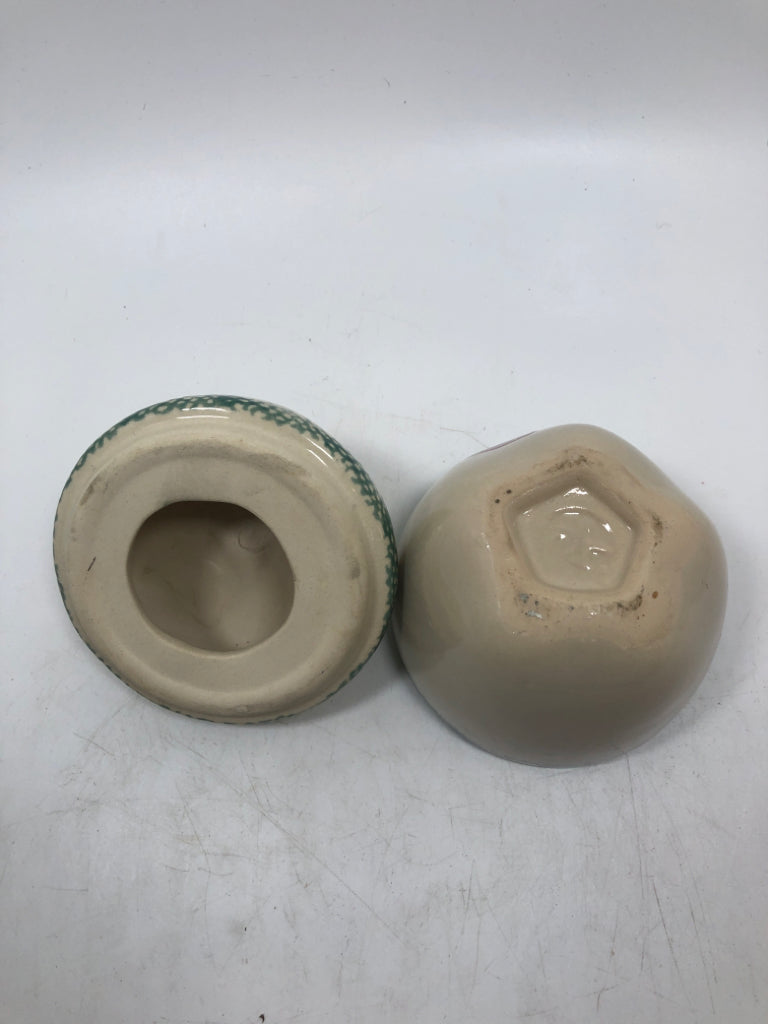 SPONGEWARE CERAMIC APPLE JAR.