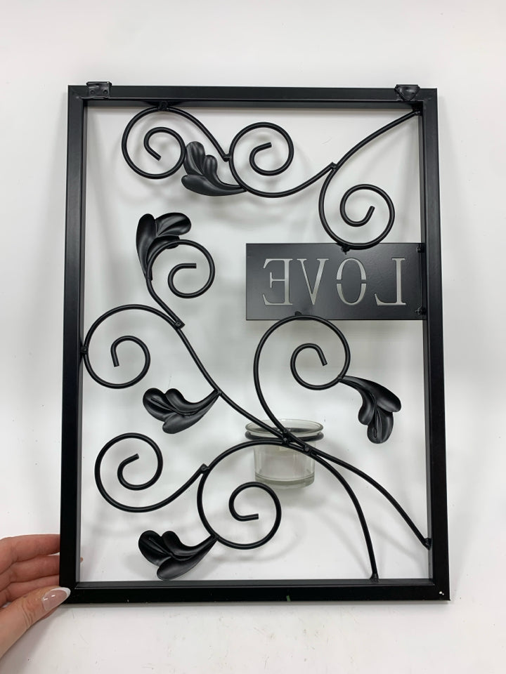 "LOVE" METAL WALL-ART W/CANDLE.