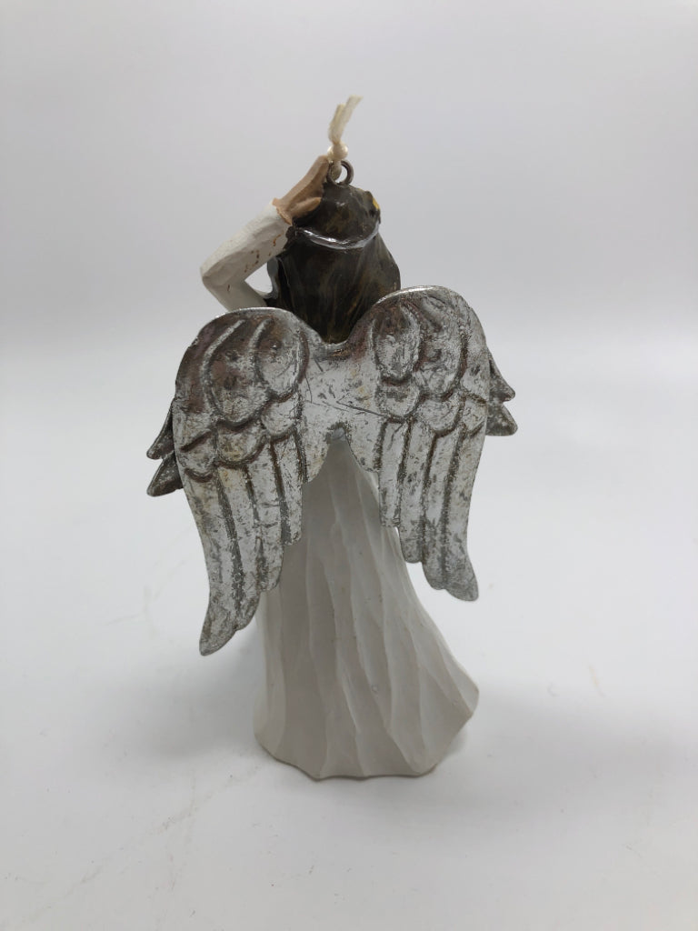 NWT WHITE ANGEL ORNAMENT SILVER WINGS "JOY".