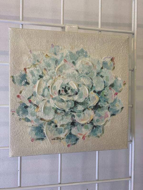 GREEN AND BLUE SUCCULENT WALL CANVAS.