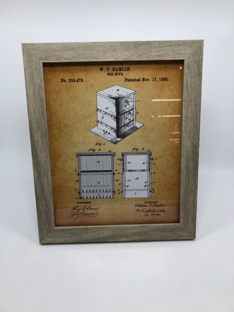 BEE HIVE DIAGRAM FRAMED PRINT.