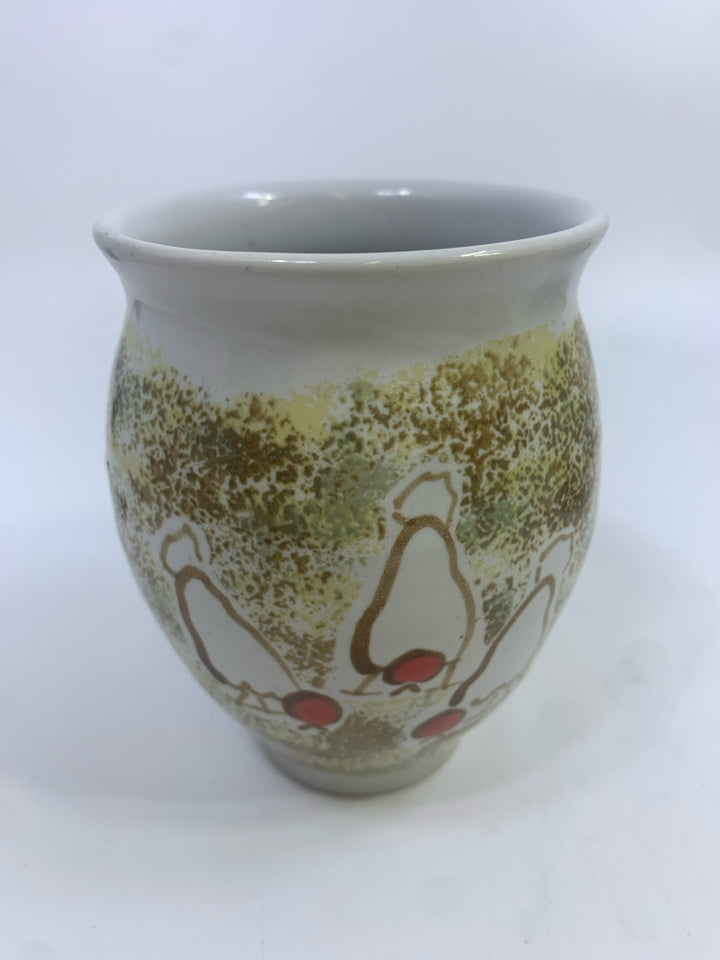 ROOSTER PAINTED MINI CERAMIC VASE.