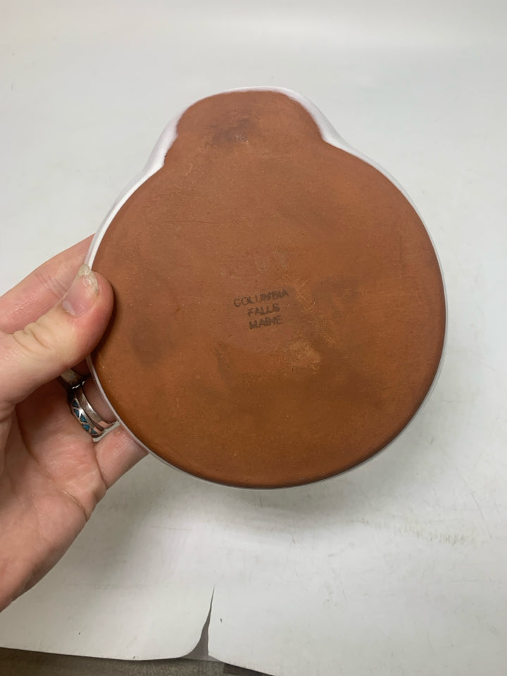 COLUMBIA FALLS POTTERY SPOON REST W/ FLOWERS.