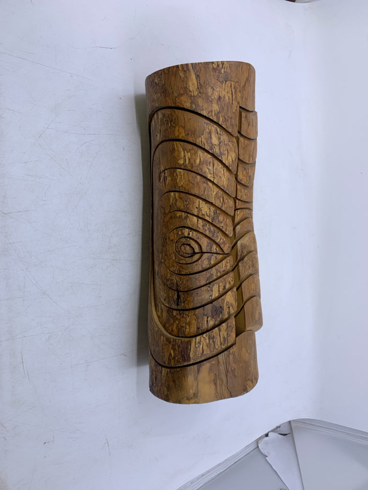 WOOD CARVED LOG WOOD PUZZLE- MADE IN ISRAEL.