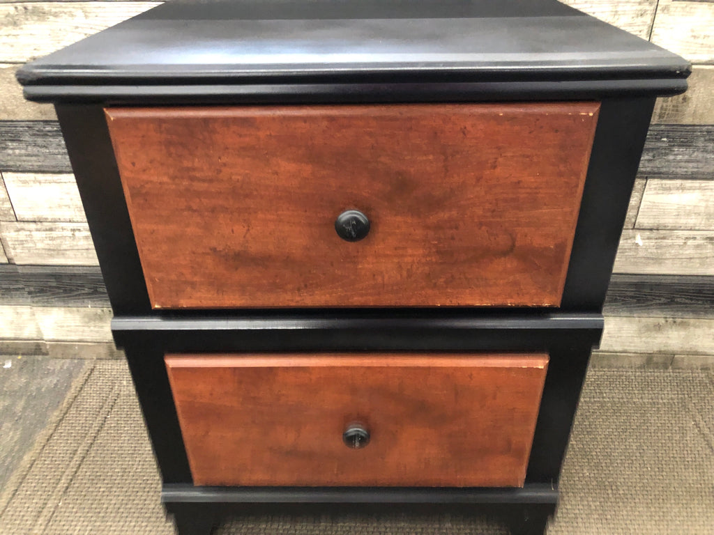 BLACK CHERRY WOOD 2 DRAWER NIGHT STAND.