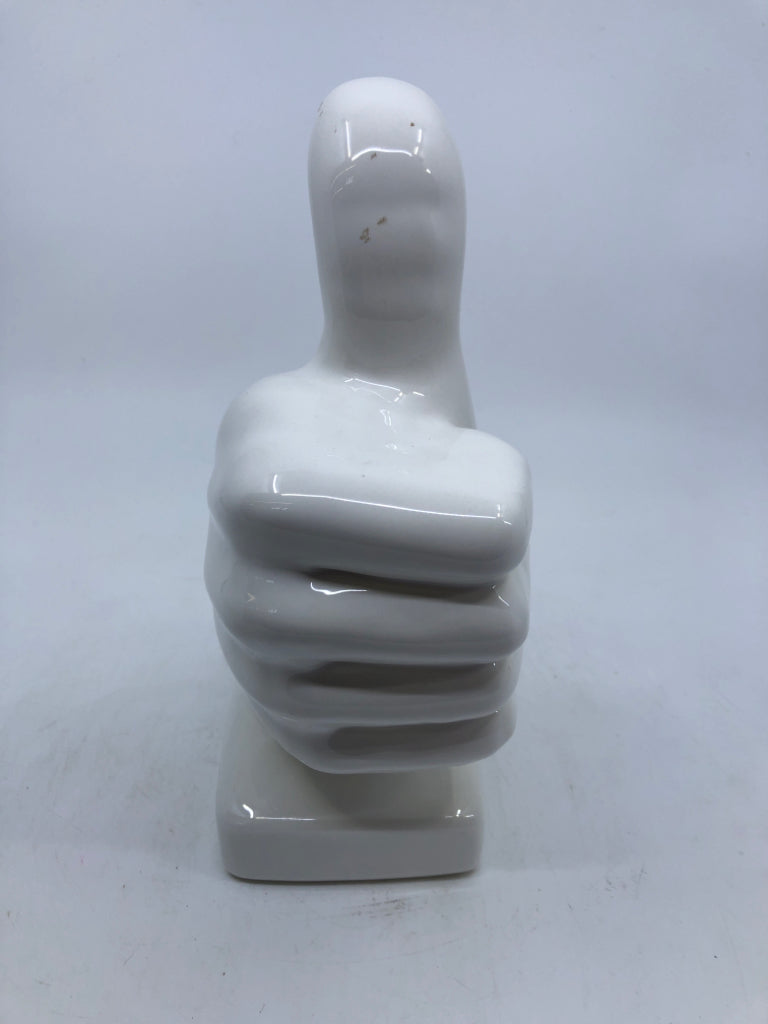 WHITE CERAMIC THUMBS UP.