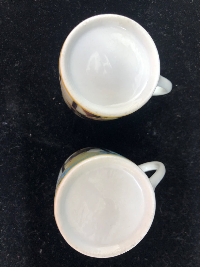 10PC ART DECO STYLE CUP/ SAUCER SET - 5 CUPS, 5 SAUCERS.