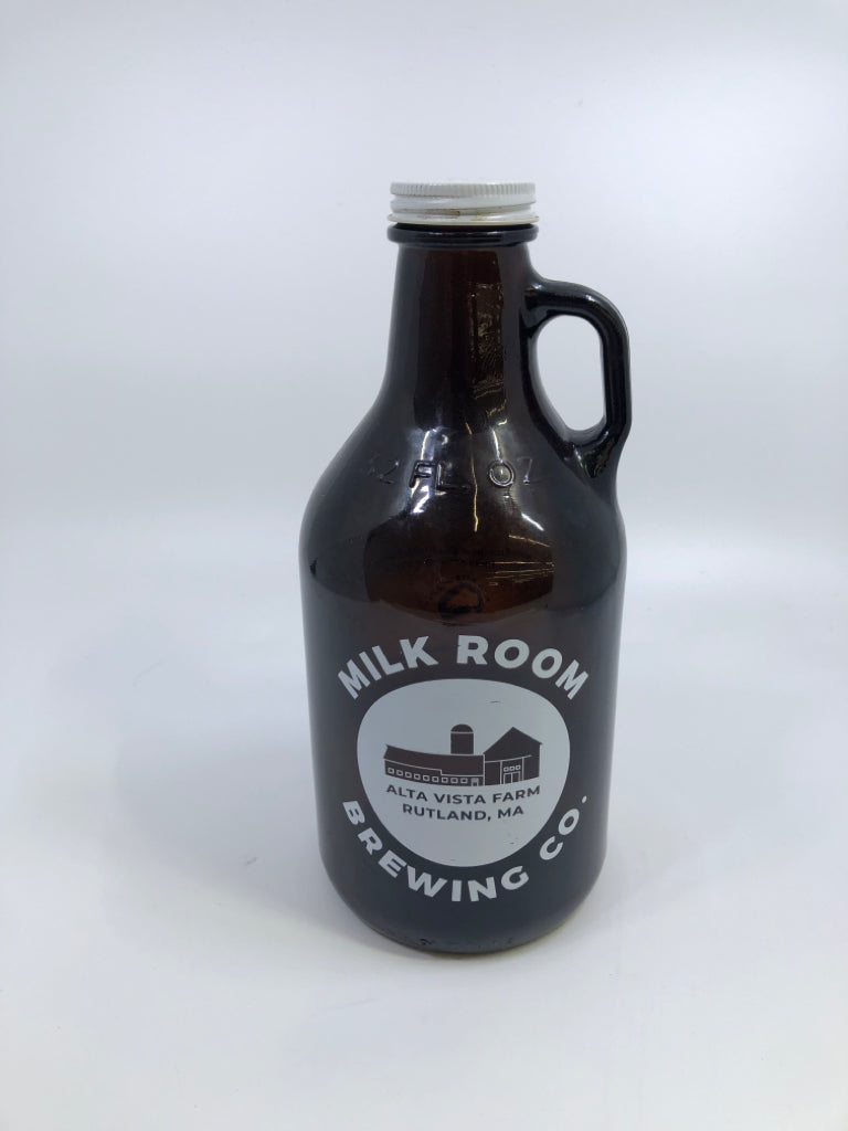 BROWN GLASS MILK ROOM BREWING JUG.