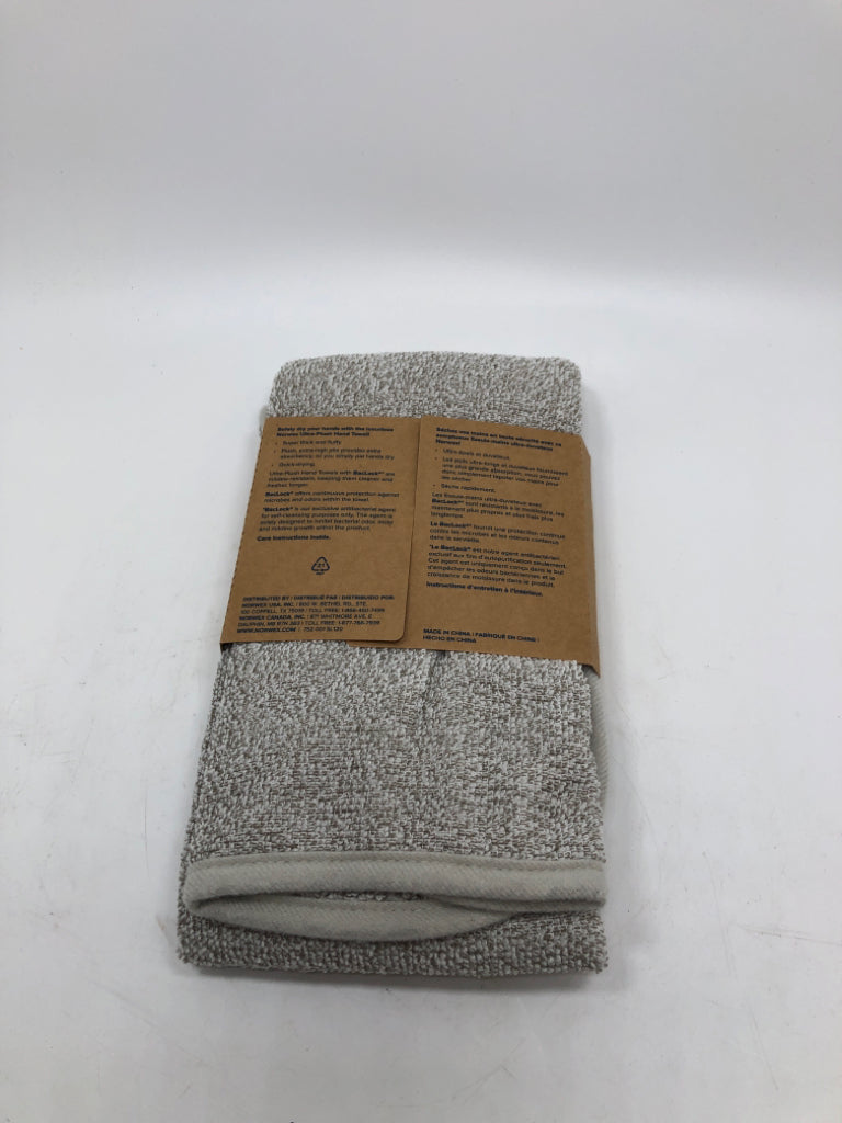NIP NORWEX GRAY ULTRA-PLUSH HAND TOWEL.