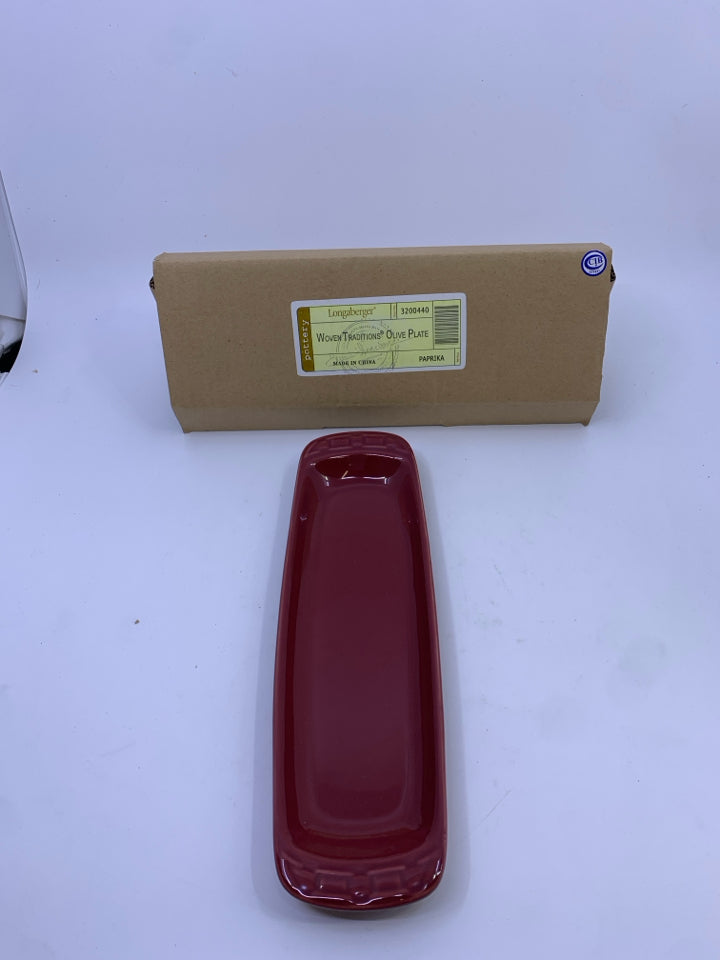 NIB LONGABERGER PAPRIKA OLIVE PLATE.