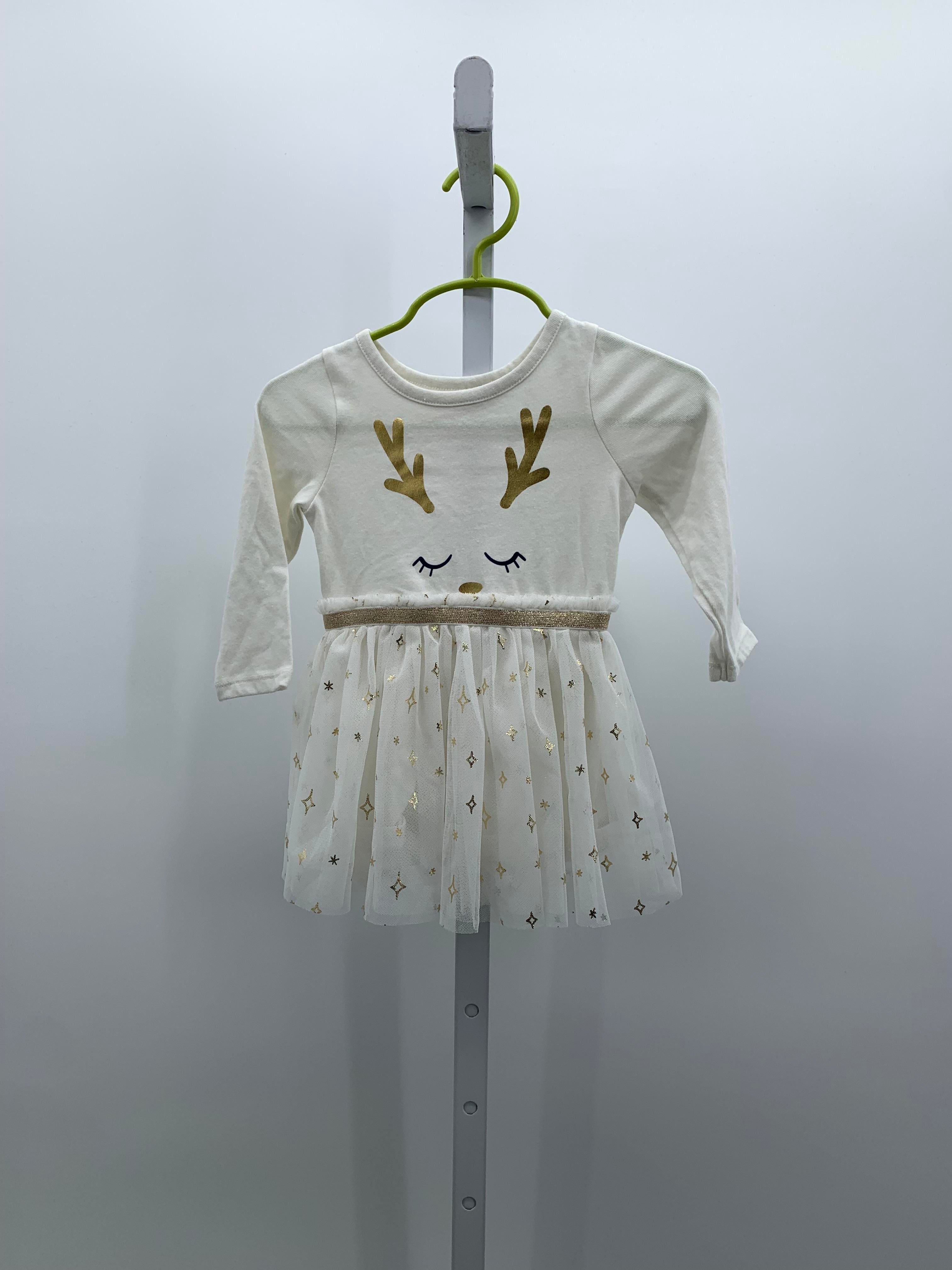 LONG SLV DRESS GOLD REINDEER
