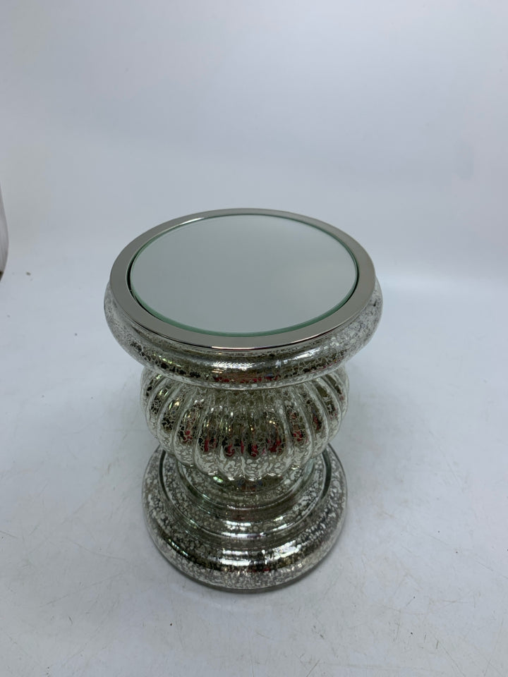 MERCURY GLASS PILLAR CANDLE W/ LIGHT UP.