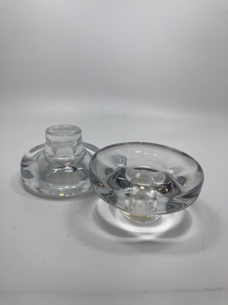 2PC DANSK HEAVY CRYSTAL CANDLE HOLDERS.