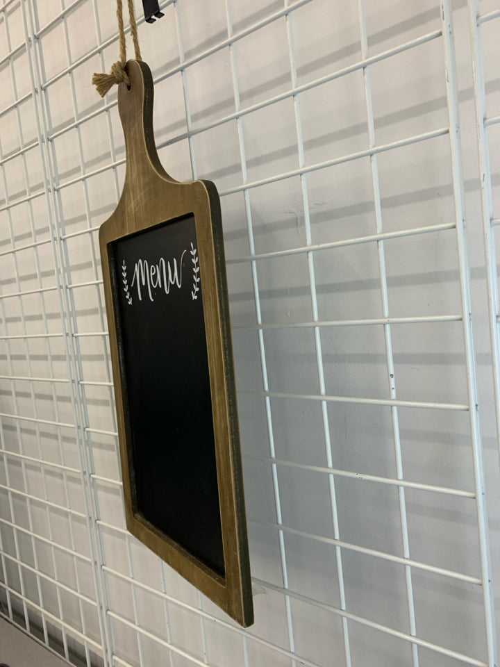 HANGING WOODEN MENU BOARD.