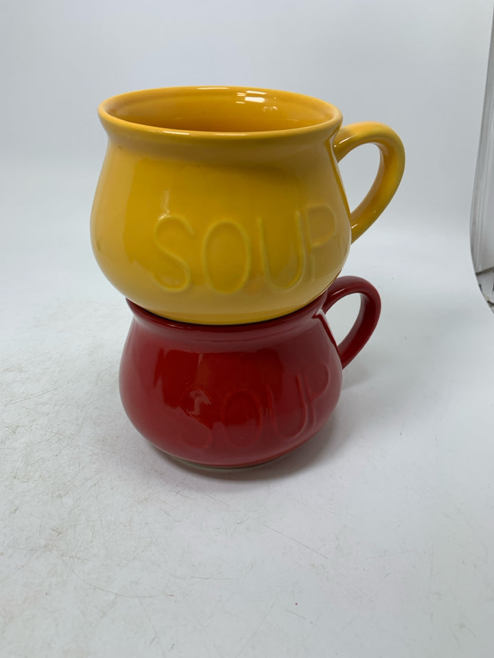 RED/YELLOW SOUP MUGS.