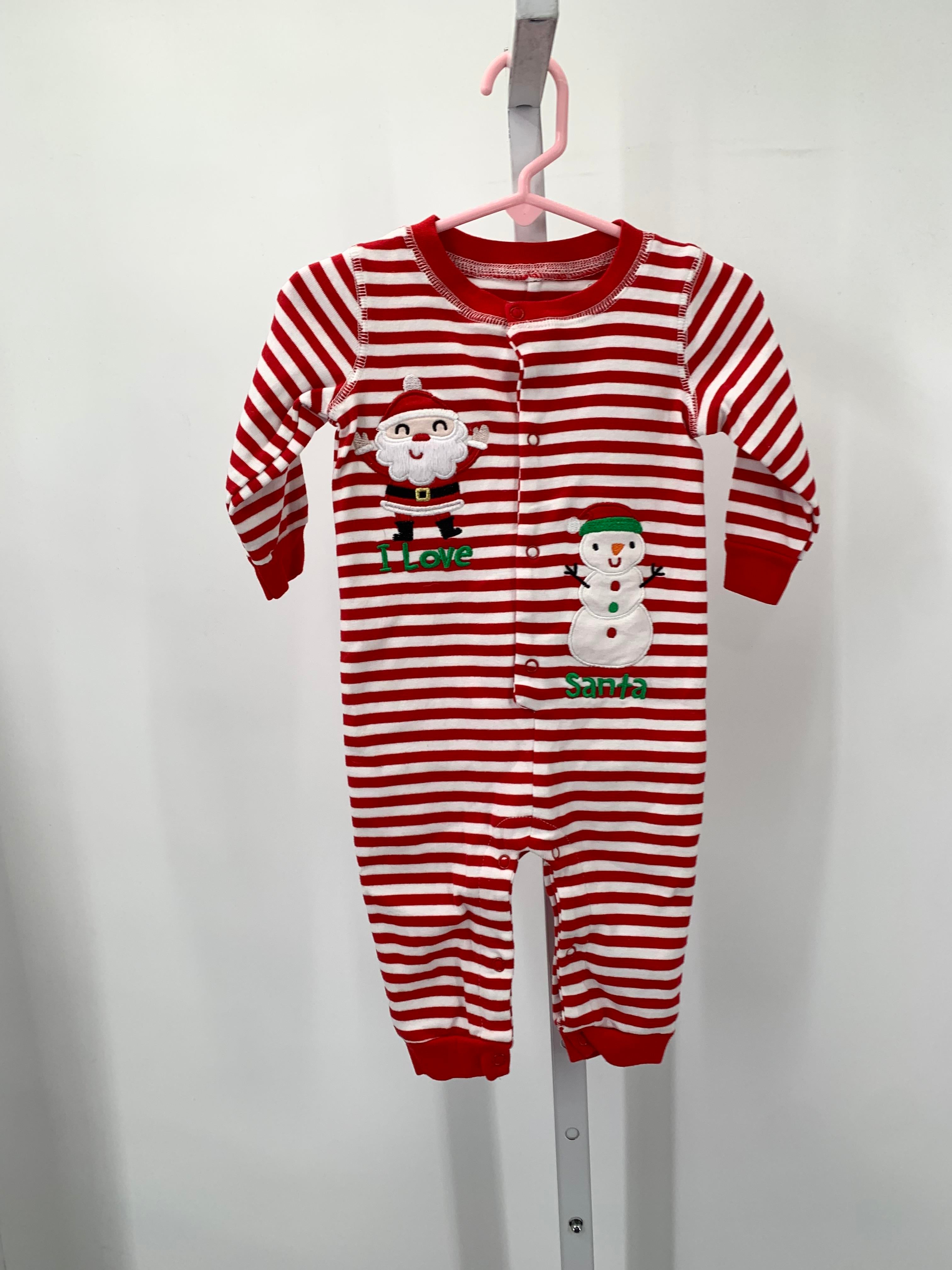 LONG SLV ROMPER STRIPES SANTA
