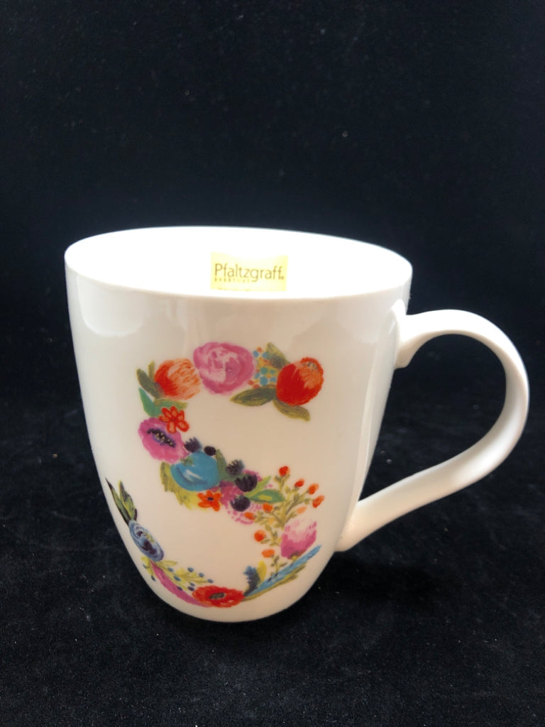PFALTZGRAFF "S" FLORAL MUG.