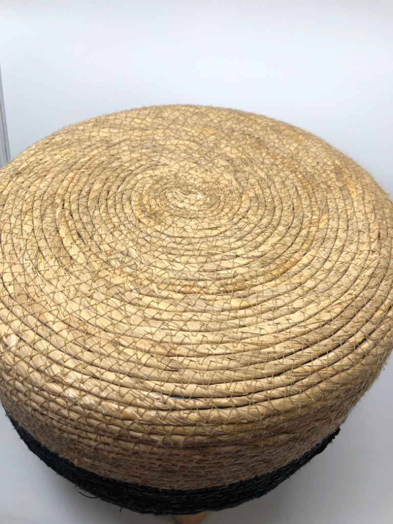 2 TONED CIRCULAR WOVEN STOOL.