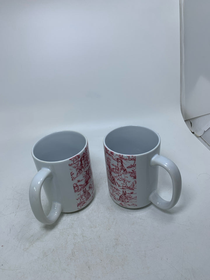 2 GERMAN SHEPARD RED OLD FASHION LOOK MUGS.
