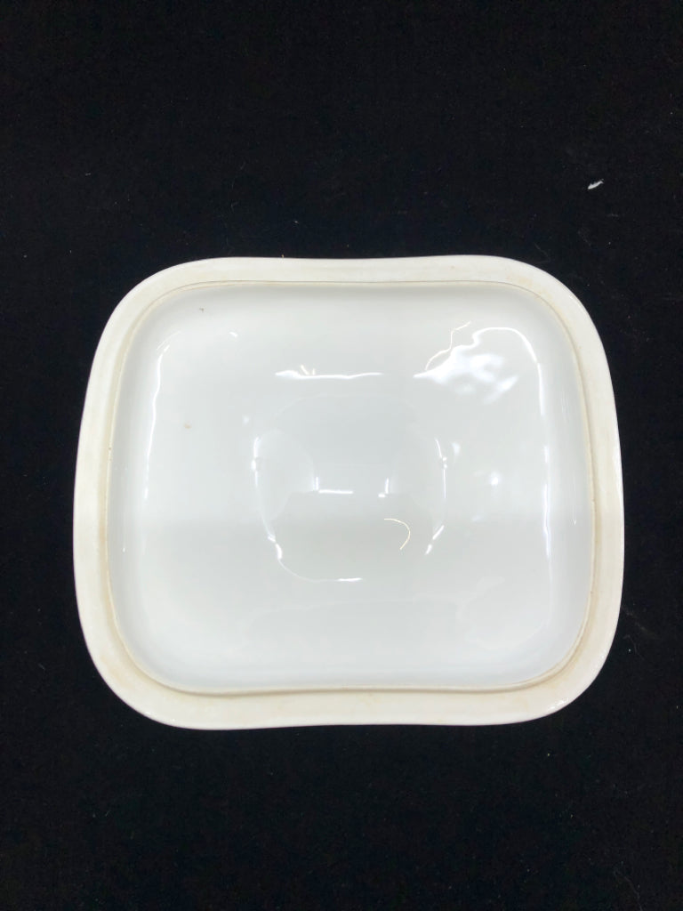 VTG LIMOGES COVERED DISH W/HANDLES- T&V MARGUERITE BROWN BLOSSOM.