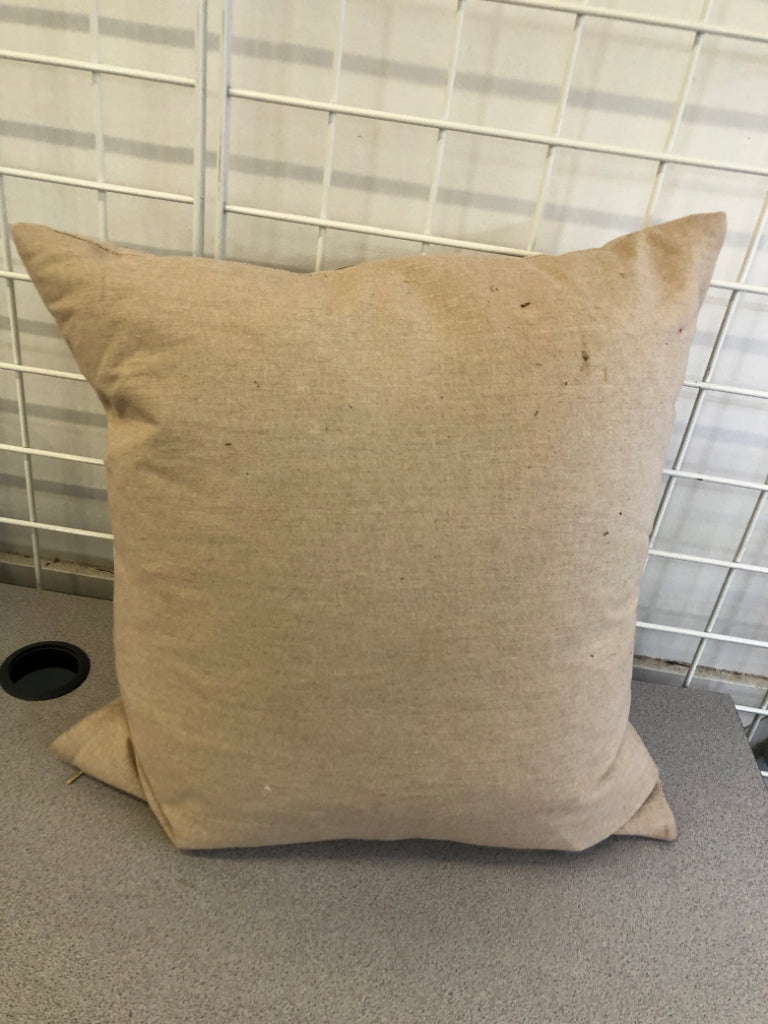 BLACK BIRDS AND BEIGE ACCENT PILLOW.