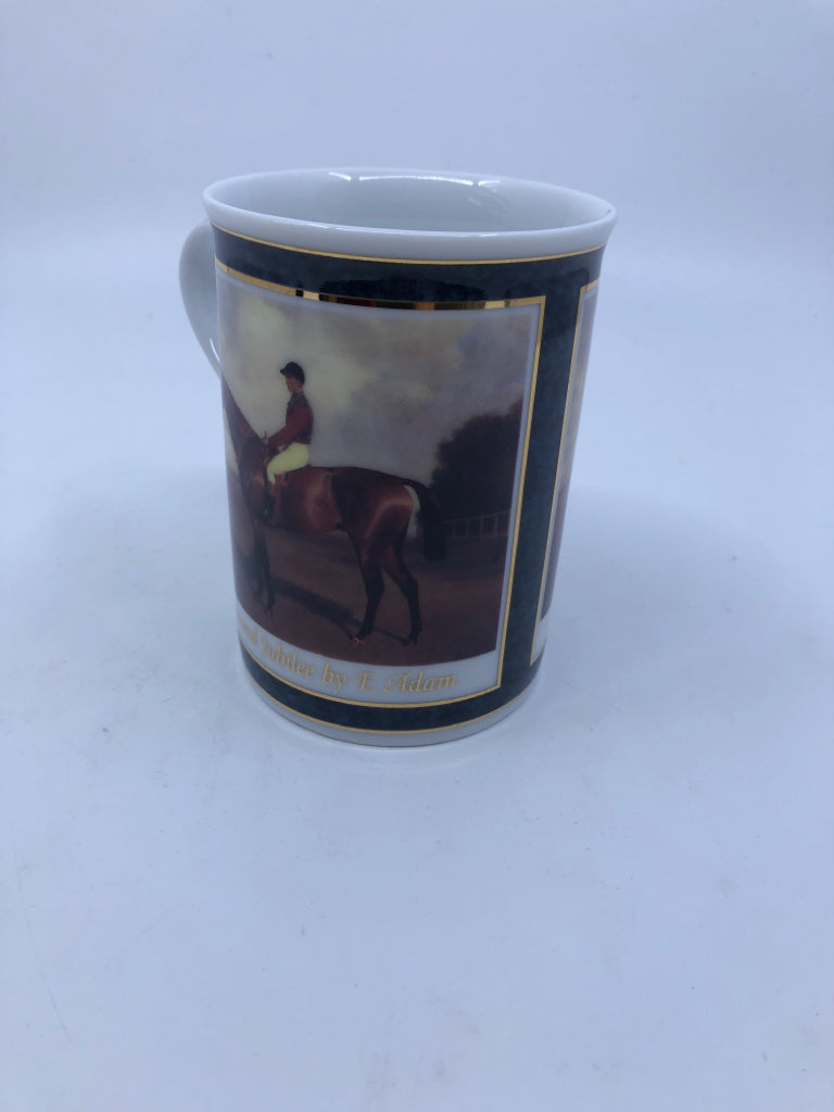 MAN RIDING HORSE MUG- CLOVERLEAF.