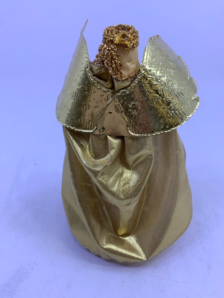 MINI RED DRESS GOLD WINGS/CAPE ANGEL TREE TOPPER.