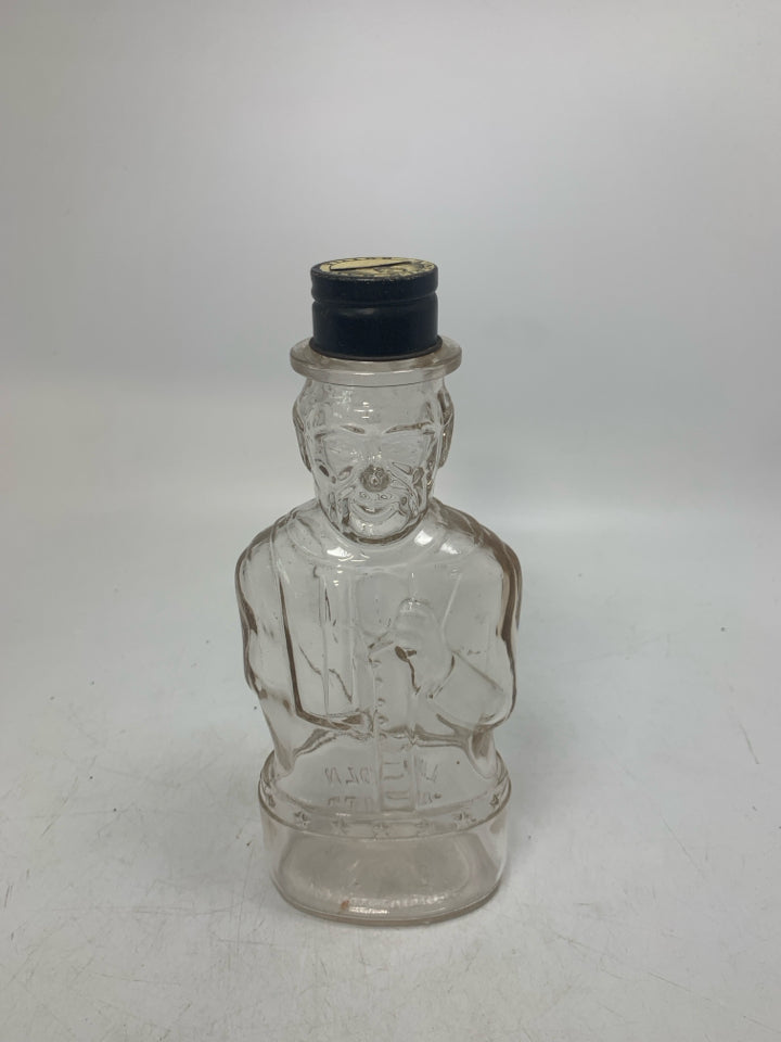 VTG ABRAHAM LINCOLN GLASS BOTTLE BANK.