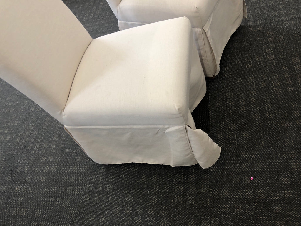 2 CREAM ACCENT CHAIRS W SKIRTS.