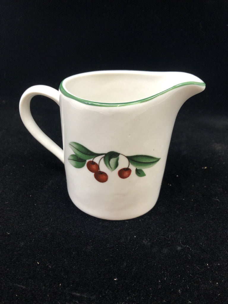 WHITE GREEN TRIM APPLE CREAMER.