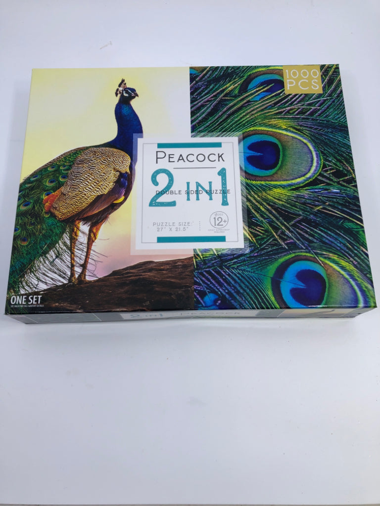 NIB DOUBLE SIDED PEACOCK PUZZLE.