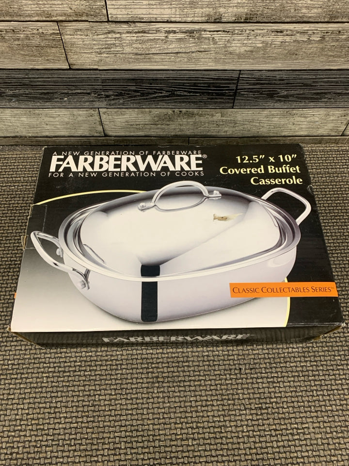 NIB FARBERWARE COVERED BUFFET CASSEROLE DISH.