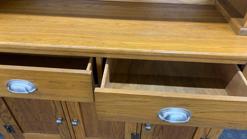 VTG OAK REX FURNITURE CHINA CABINET.