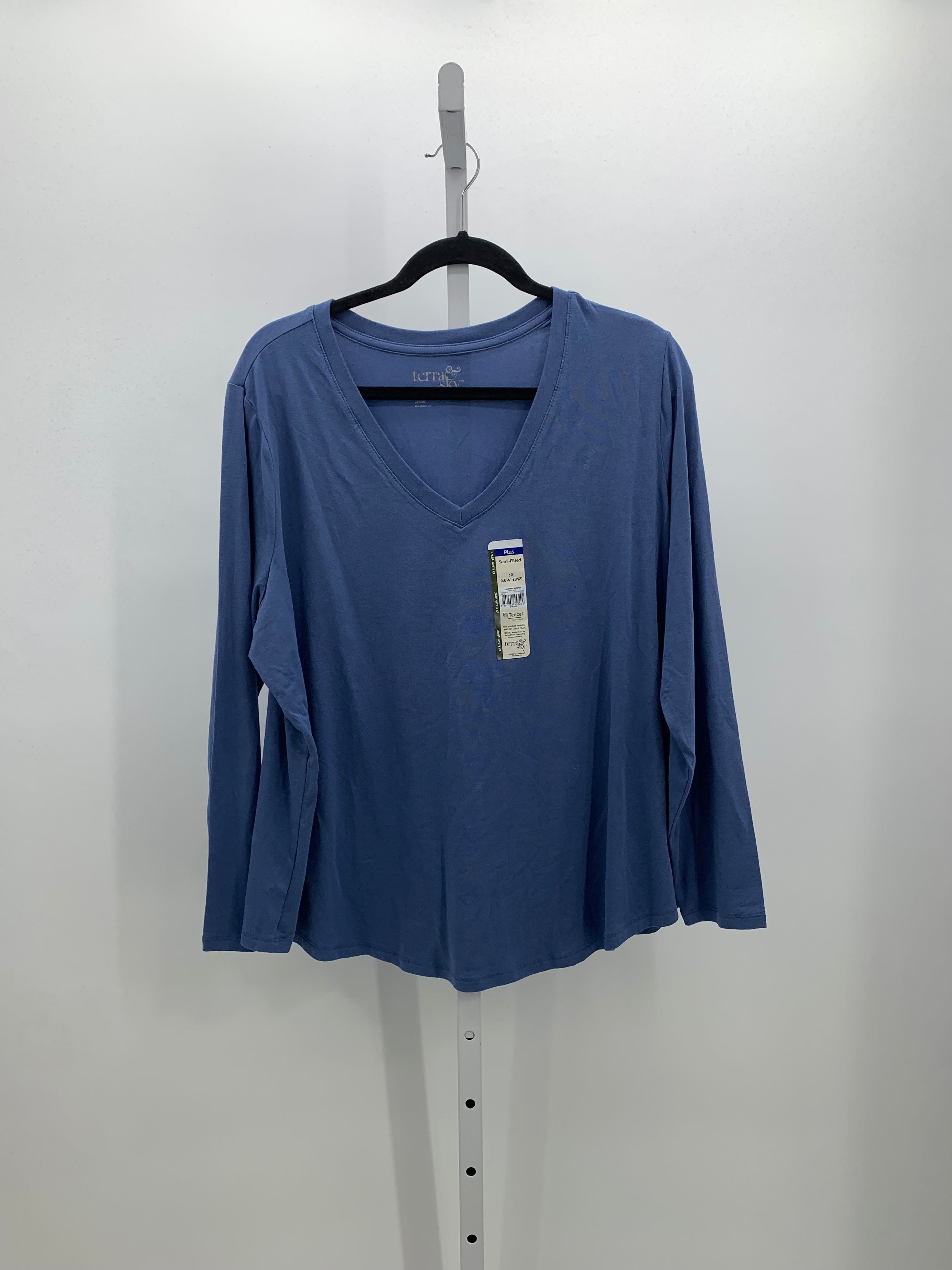 Terra & Sky Size 1X Womens Long Sleeve Shirt