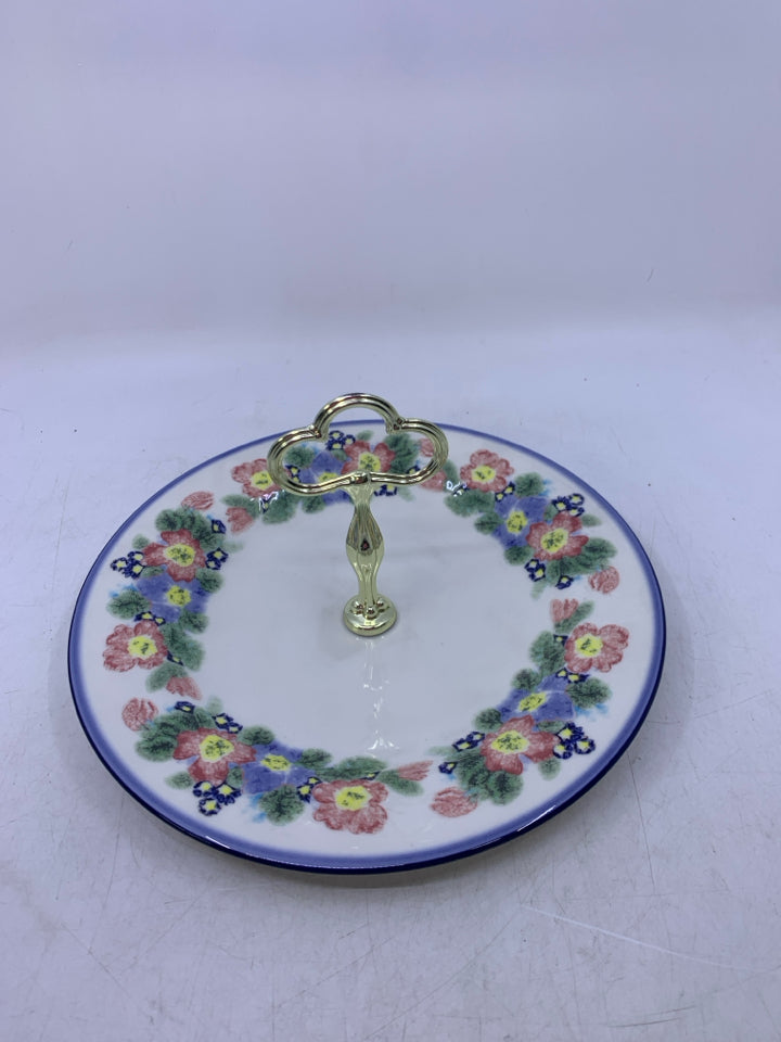 HIGHLAND MOOR PATTERN CIRCLE TIDBIT TRAY W/ HANDLE.