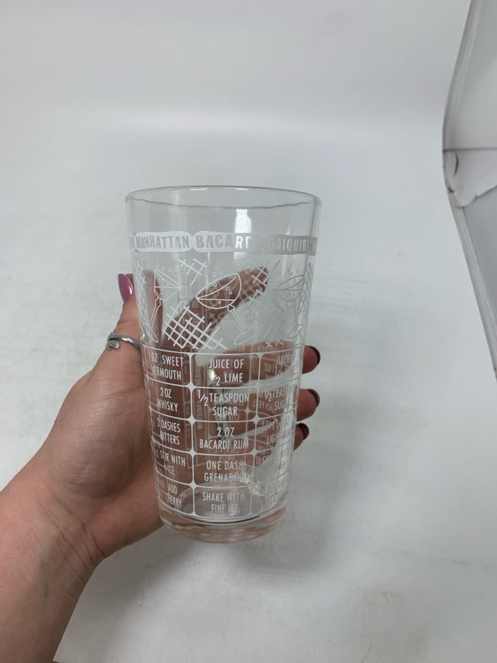 DRINK RECIPE GLASS CUP.